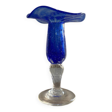 Blue glass bubble candlestick