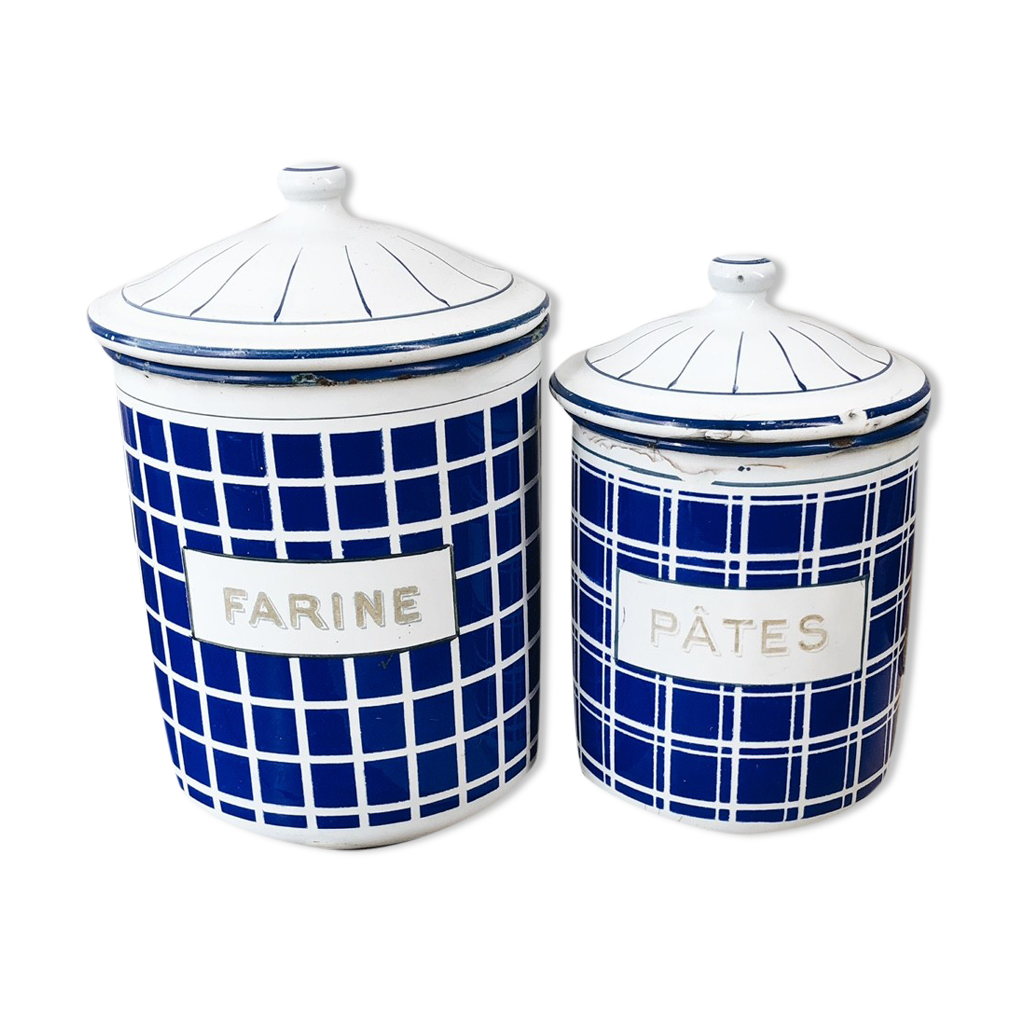 Duo de pots en émail “Farine” et “Pâtes”