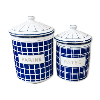 Duo of enamel pots "Flour" and "Pasta"
