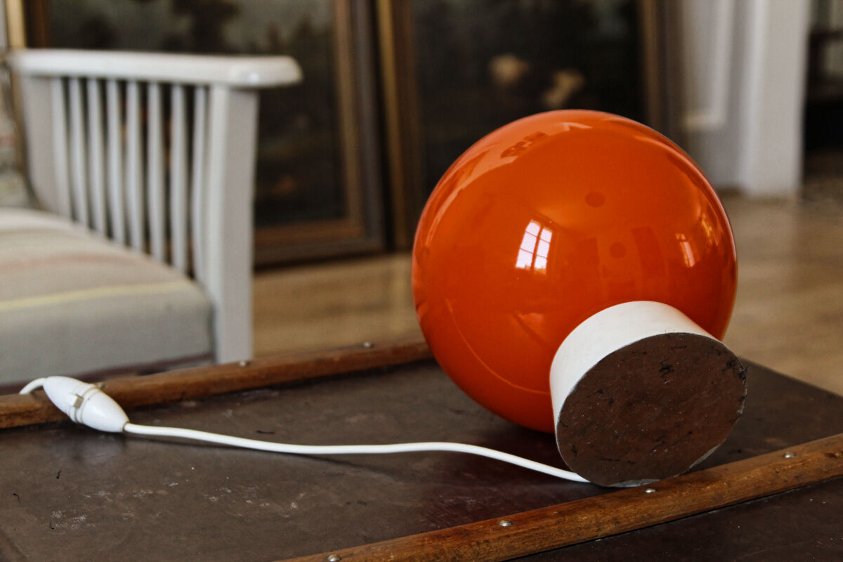 Orange ball table lamp, vintage 70s