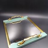 Small wooden metal top and mirror around 1950