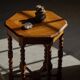 Danish hexagonal side table in oak with turned legs, 1950s.