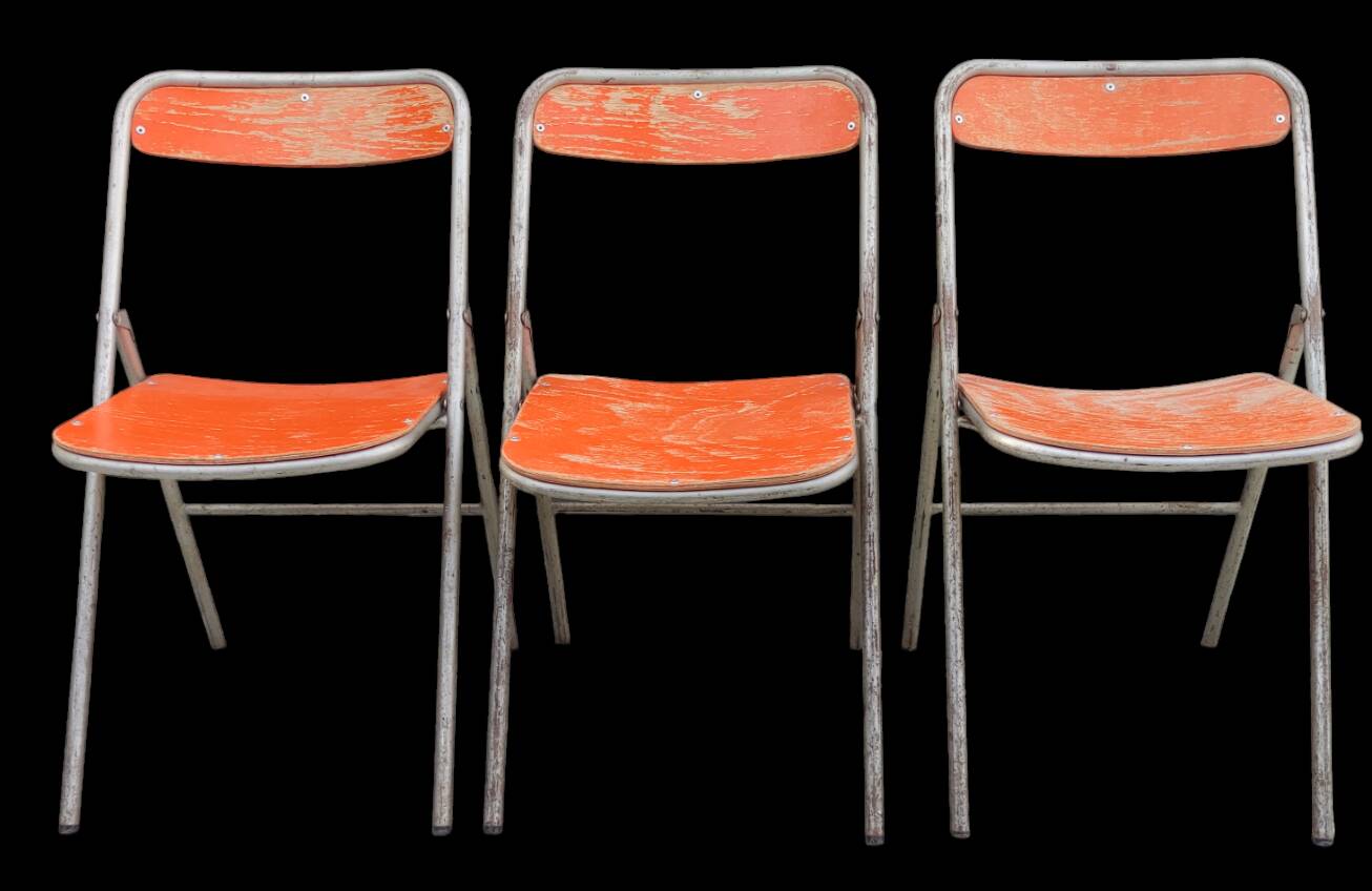3 vintage folding chairs 1960s Souvignet