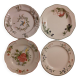 Set of four retro fruit and flower flat plates from Moustiers...