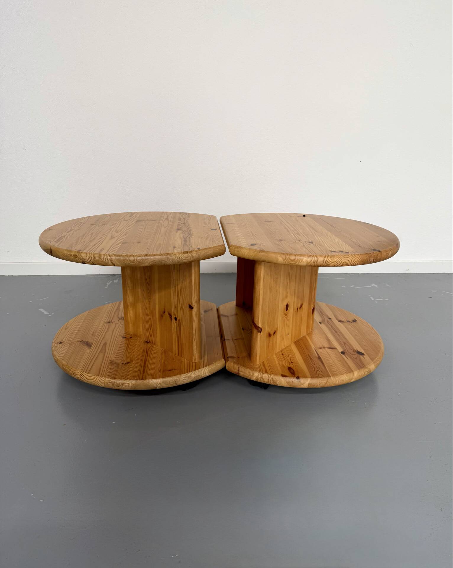 Side table, end table X2, solid pine, 1970s design.
