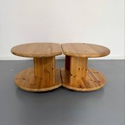 Table d’appoint bout de canapé X2 pin massif design années 70