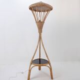 Lampadaire tripode en rotin, 1960