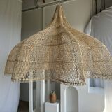 Immense rattan suspension in the shape of a flower, tulip, corolla H1m D1m50
