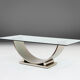 Belgo Chrom dining table in brushed stainless steel and glass top