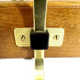 Vintage hook coat rack in gilded metal and vintage wood France
