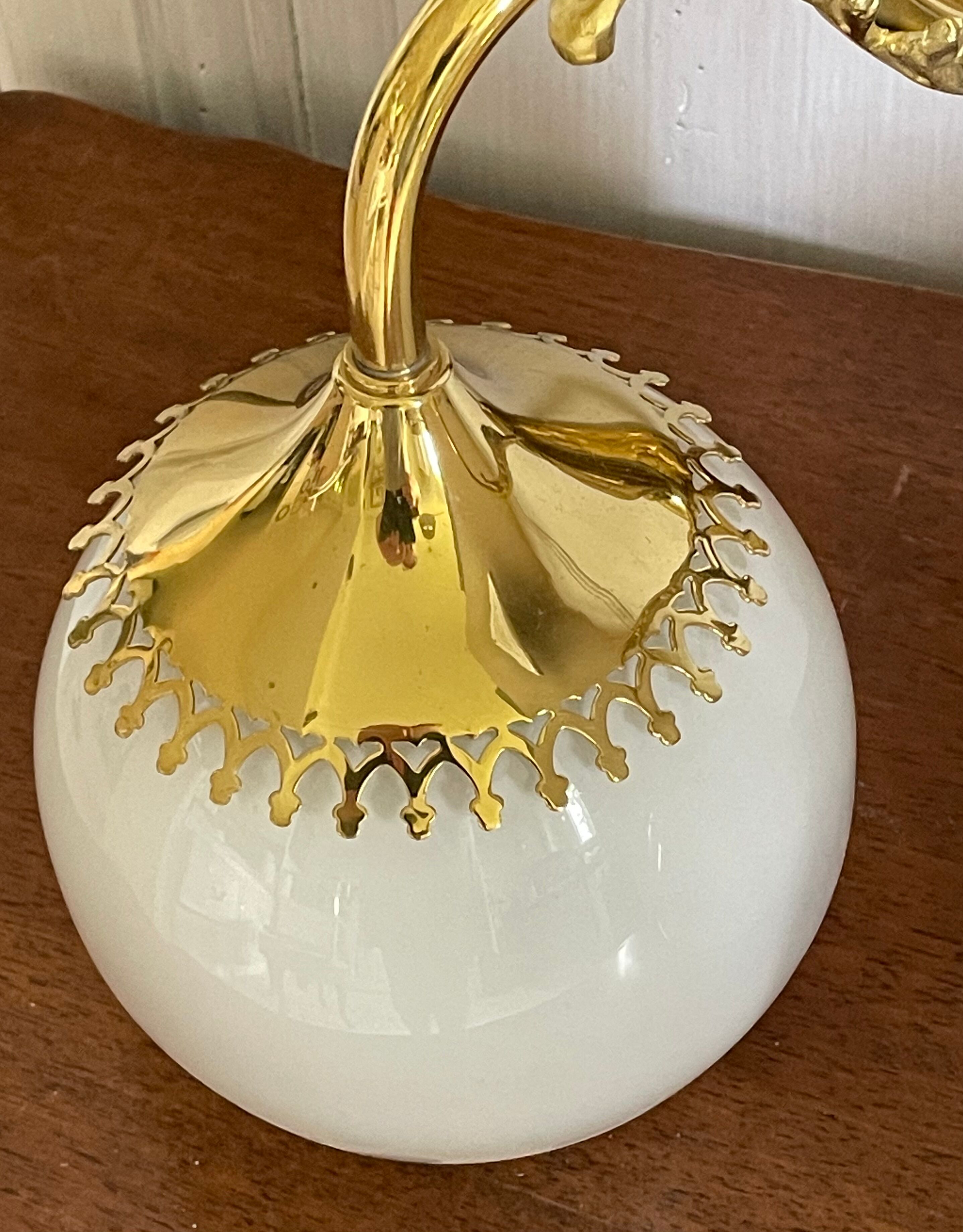 Brass and opaline wall lamp 60s