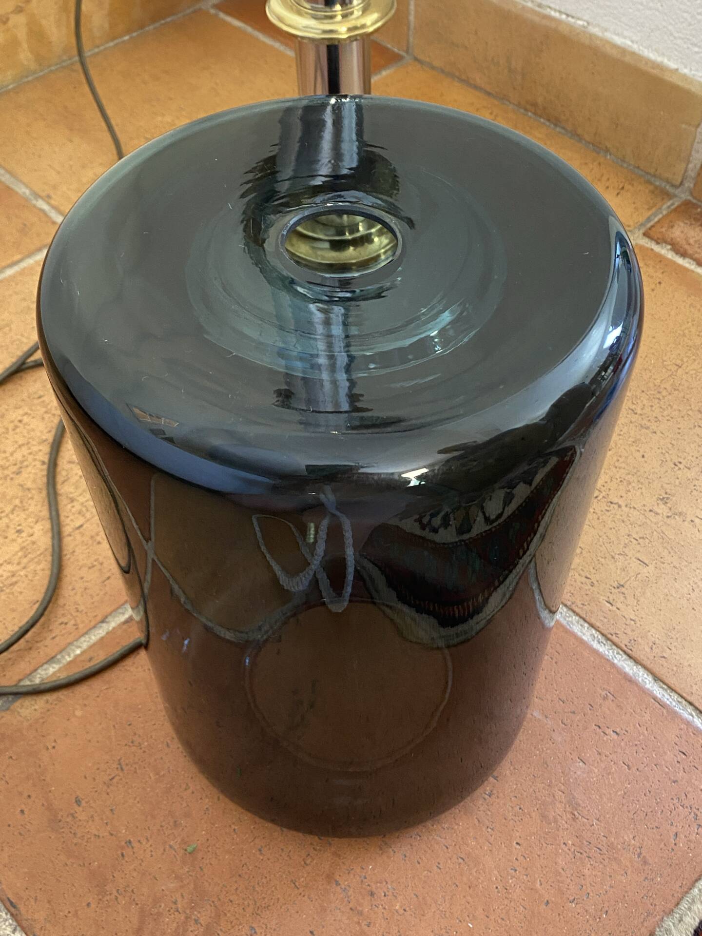 Metal and smoked glass floor lamp