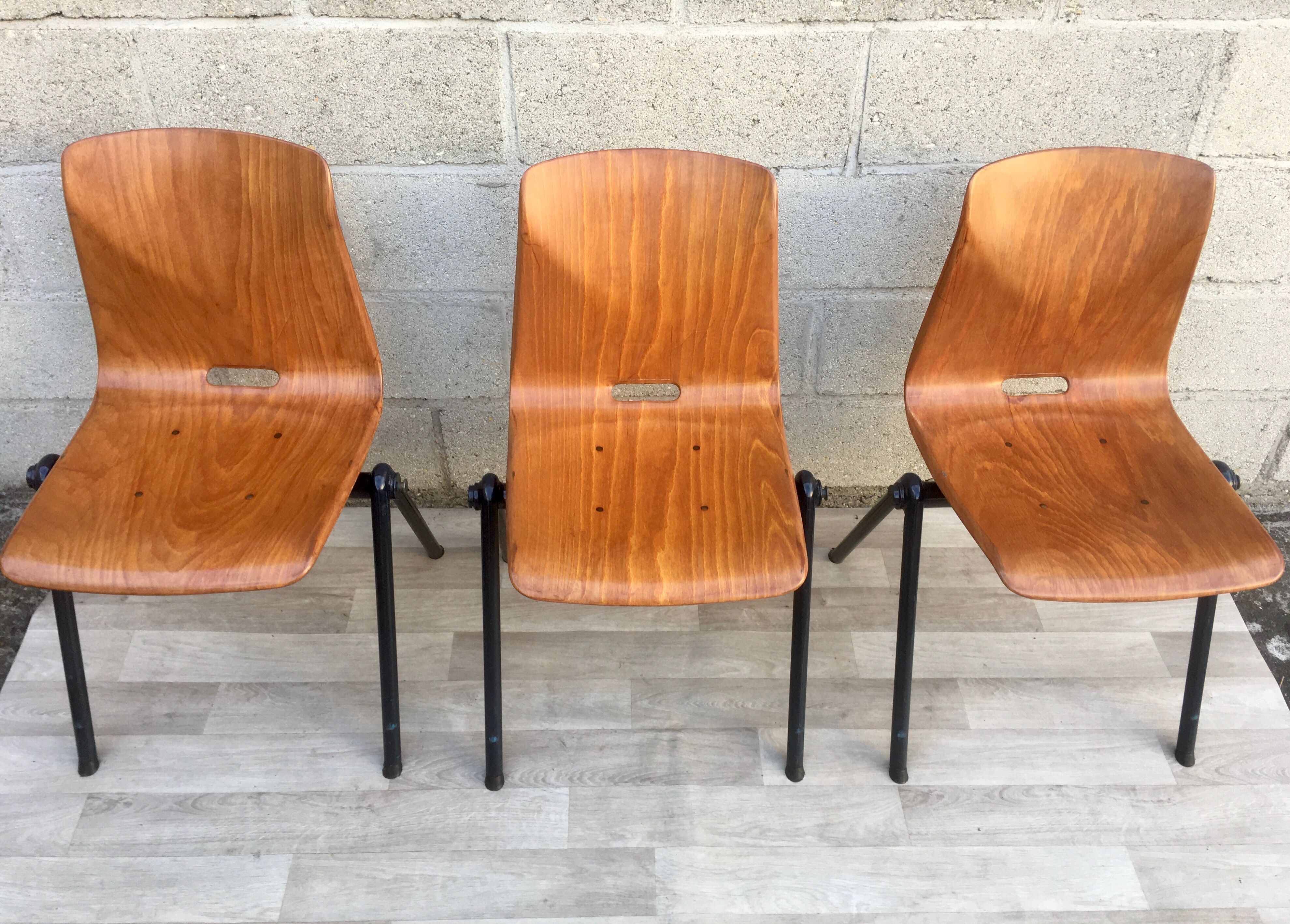 Set of 6 Galvanitas S30 industrial chairs