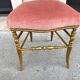 chaise Napoléon III en bois doré et velours rose, chaise ancienne Chiavari en bois