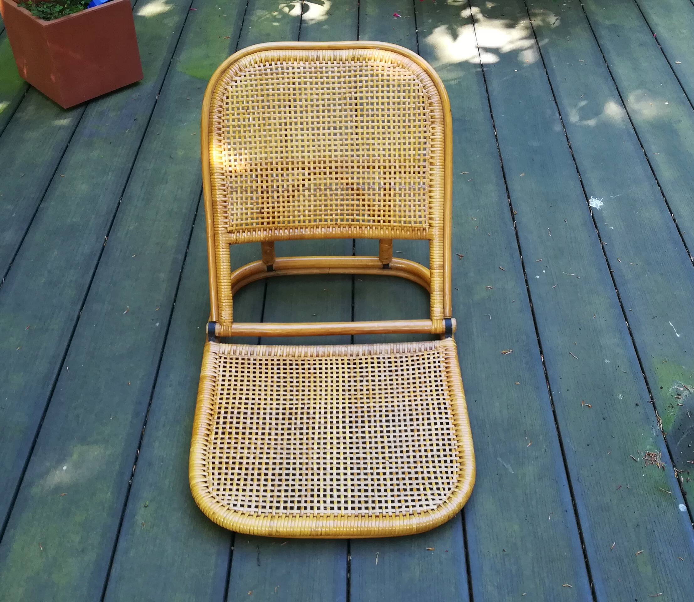 Folding rattan beach chair, USA, 1960s