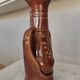 Vintage Amphora Vase: Large Brown Glazed Pottery with Grape Motif