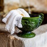 Cache-pot en fonte émaillée verte