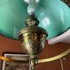 Lustre Suspension Art Nouveau - Green Opaline and Brass - Belle Époque Style