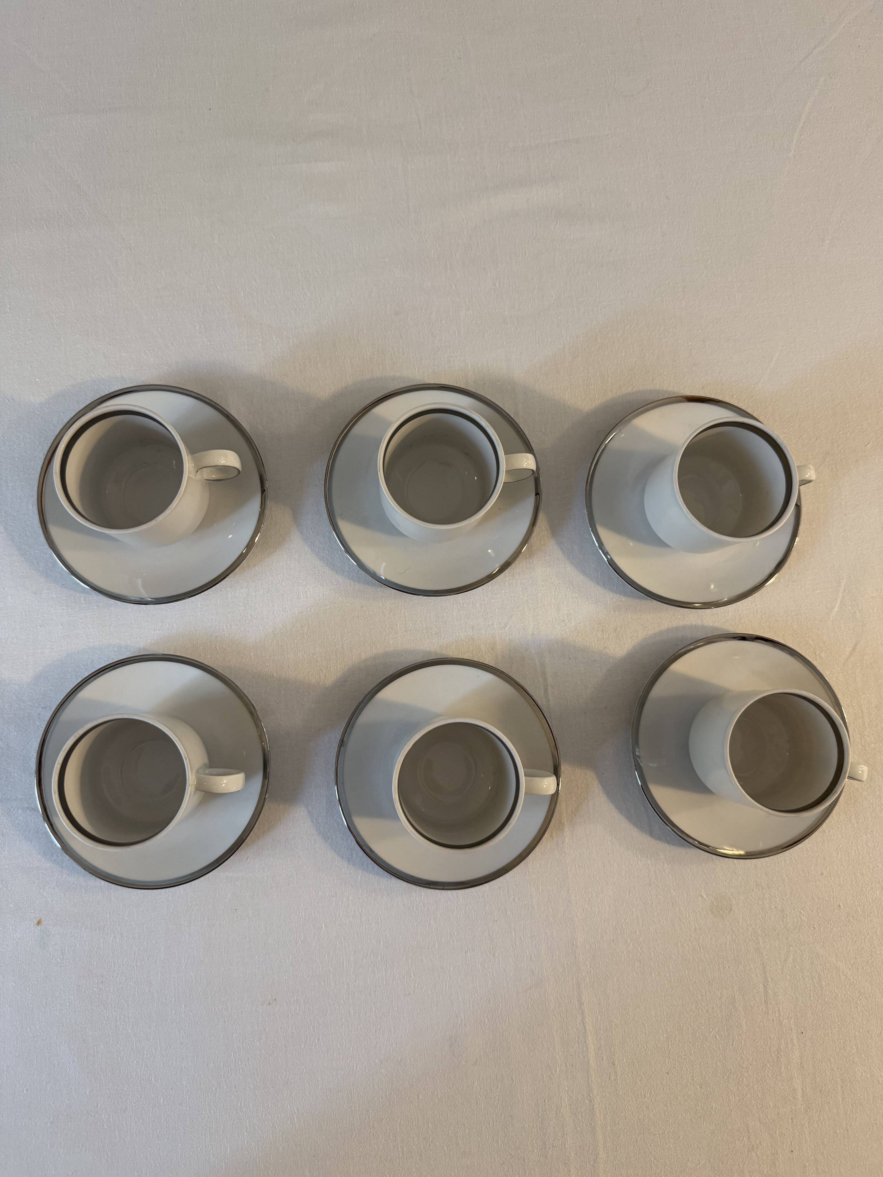 Set of 6 cups and saucers in porcelain Winterling Bavaria