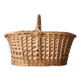 Panier ancien en osier et rotin