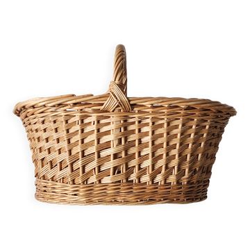 Panier ancien en osier et rotin