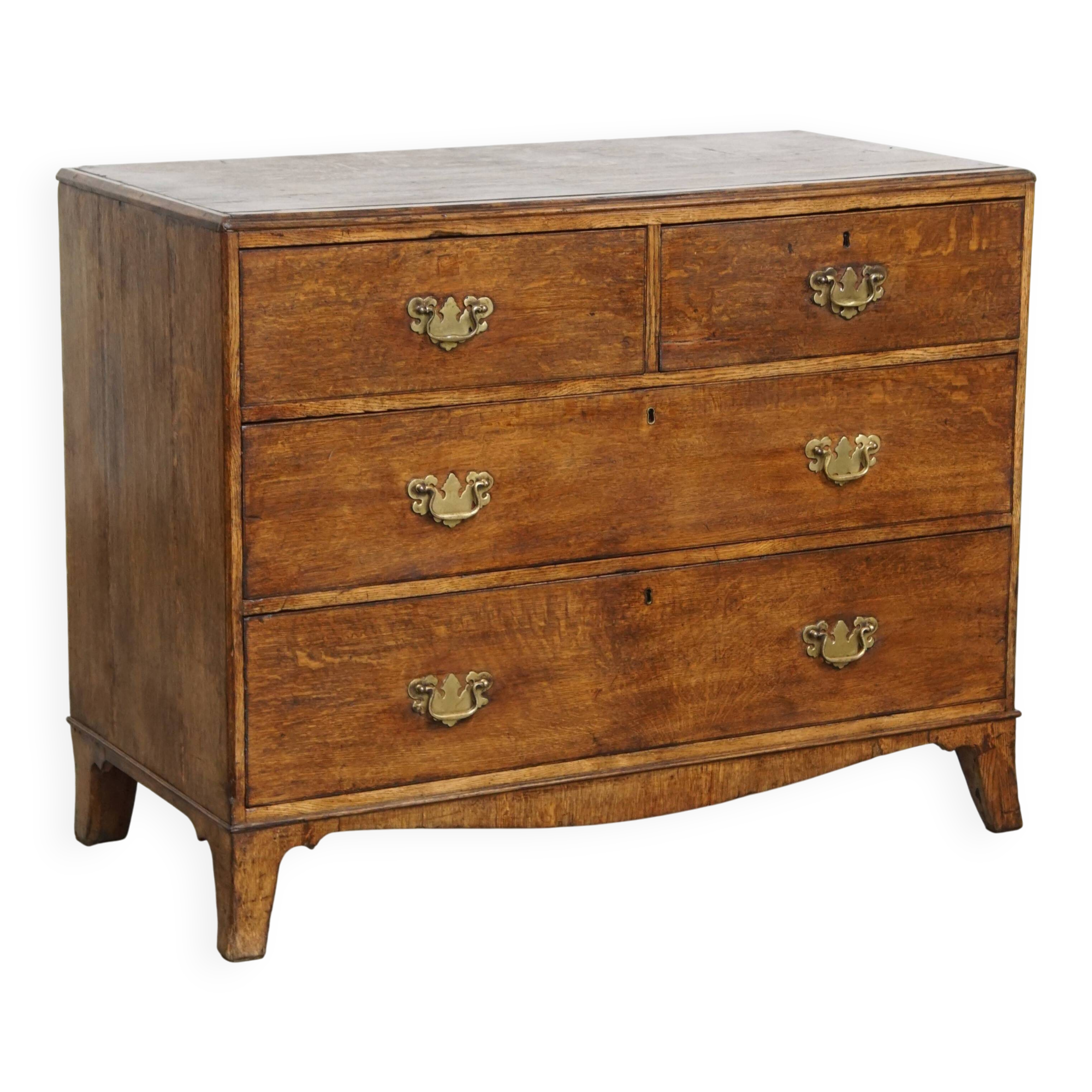 Antique Early 19th-Century English Oak Chest of Drawers/Commode