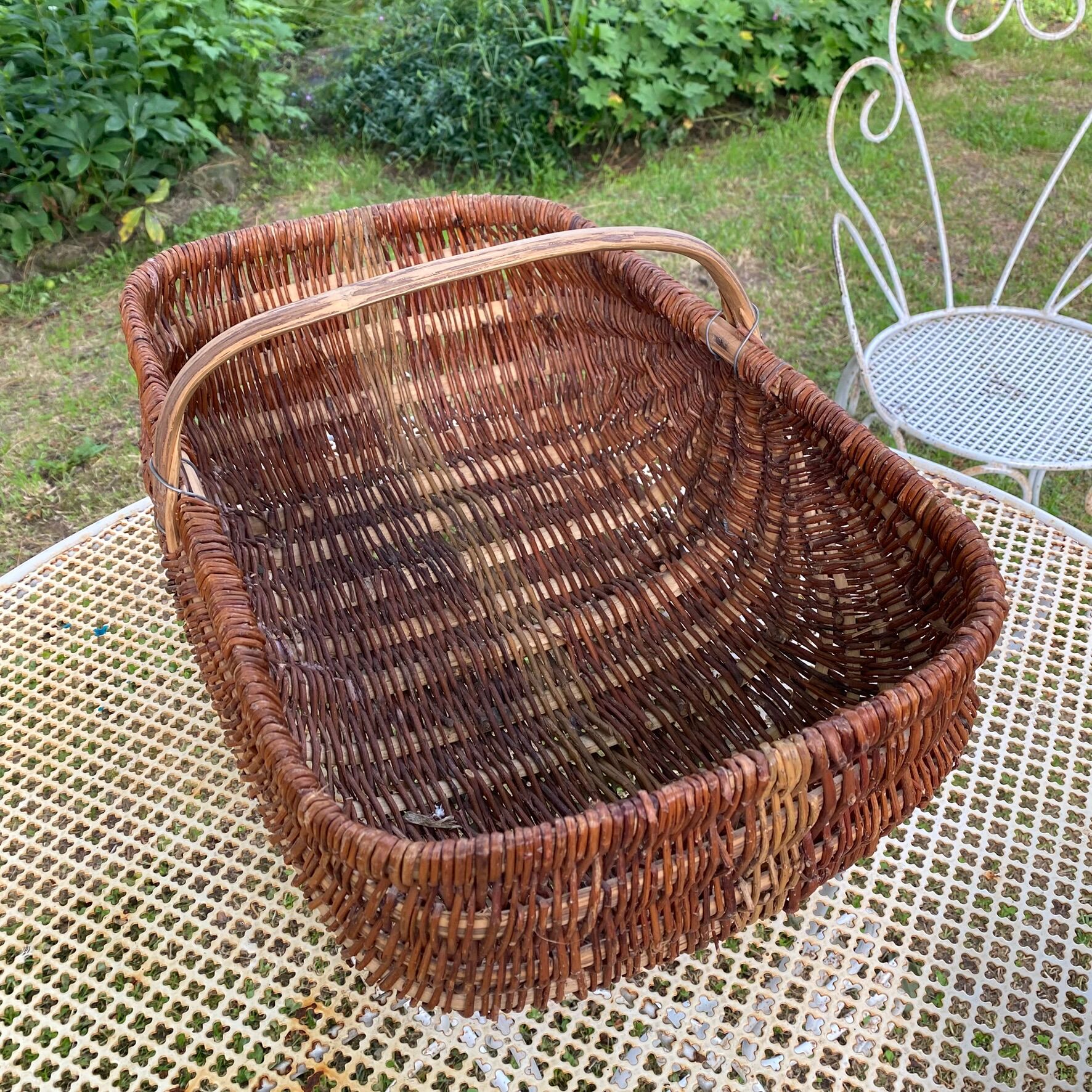 Large wicker basket with metal wire 58X36cm