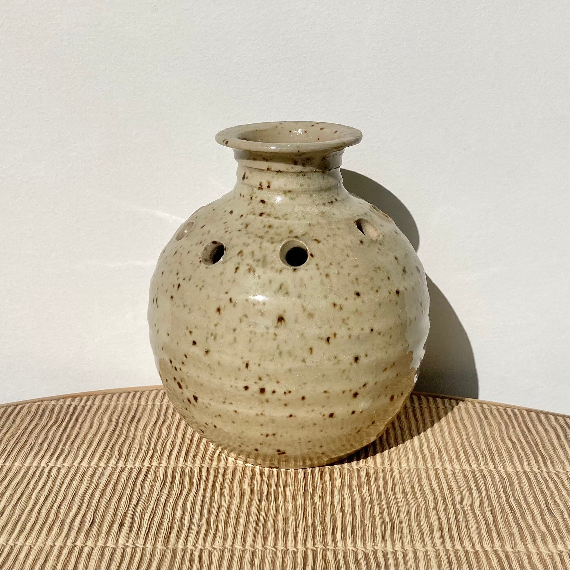 Stoneware flower spike ball vase