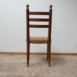 Set of 14 mid-century french rush farmhouse dining chairs