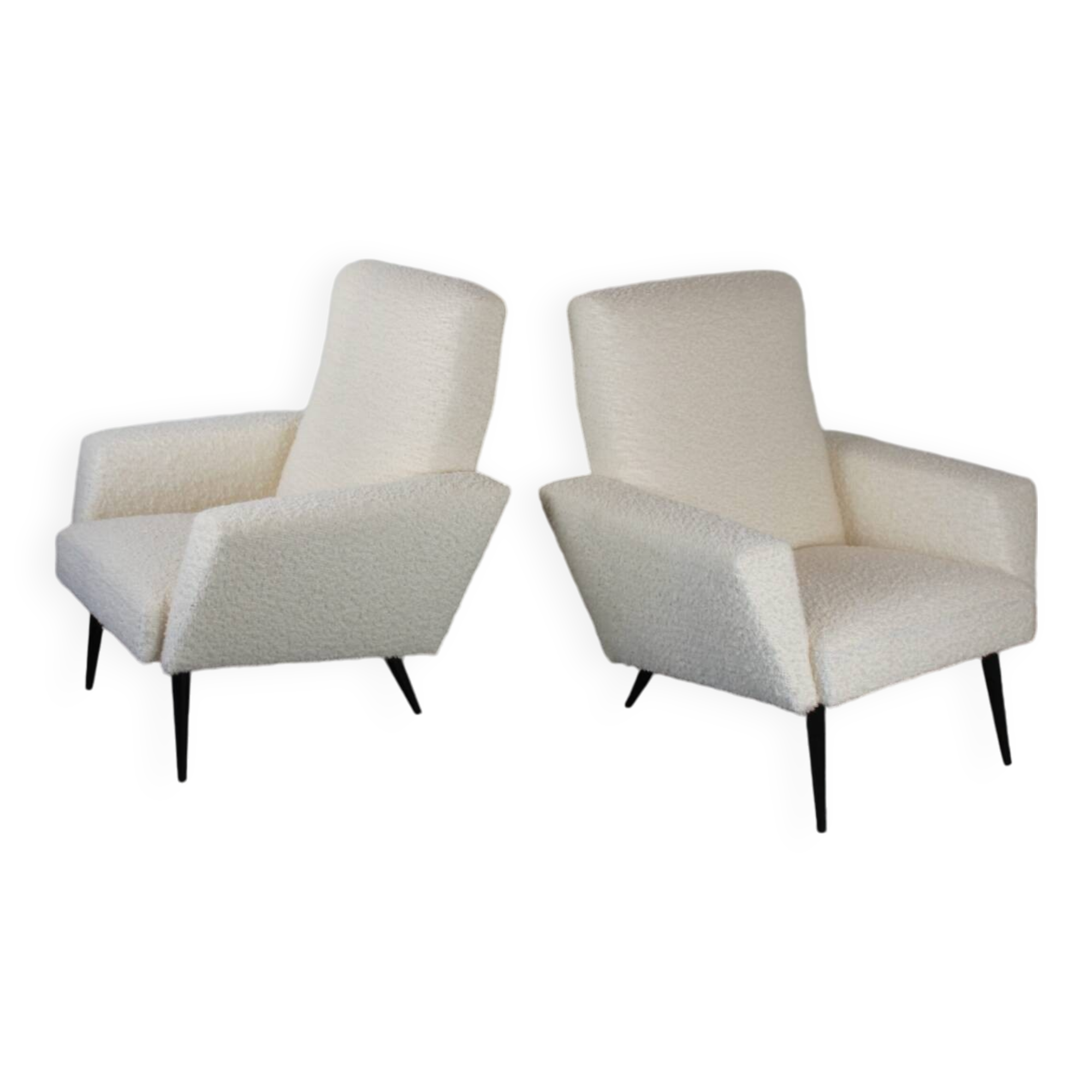 Paire de fauteuils 1960 bouclettes laine