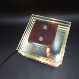Desny Demeter glass and wood lamp, modernist art deco reissue