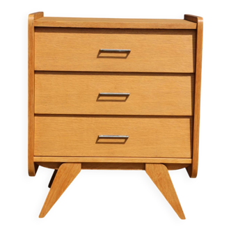 Mini commode 3 tiroirs chêne clair 1950