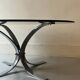 Table basse en métal chromé et verre fumé, 1970