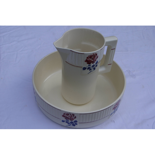 Broc et cuvette de toilette  anciens fa ence Badonviller   Broc et cuvette de toilette  anciens fa ence Badonviller