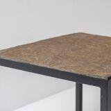 Set of 2 identical square slate stone coffee table from the 1950’s.