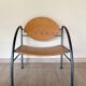 Pair of wooden and steel armchairs, 1980's