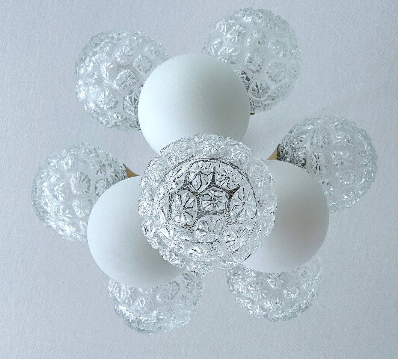 Large  Vintage Glass Pendant Light, 1960s