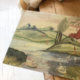 Paint oil on wood "swans"