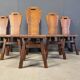 Vintage oak brutalist chairs, 1970s set of 6