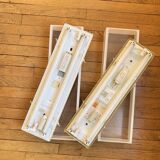 Large pair of wall lights, light box, ceiling light in white plexiglass and neon tube LAMP-7393