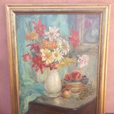 LARGE PAINTING OIL ON CANVAS BOUQUET OF FLOWERS SIGN/PAUL. DANGMANN (1899-1974)