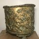Antique Napoleon III Brass Planter with Embossed Hunting Scene Decor