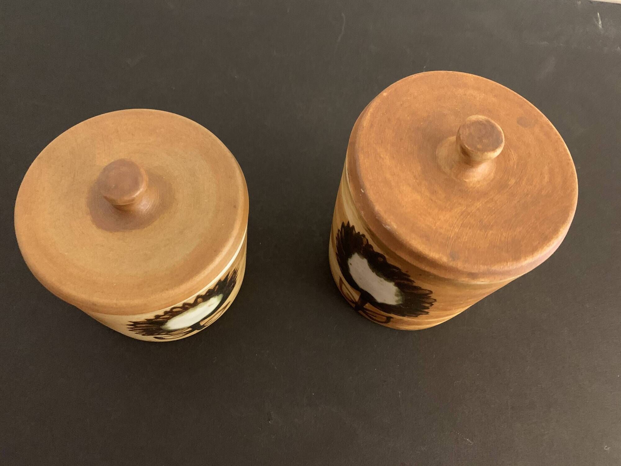 2 pots Pottery of La Colombe model sandstone flower 1970/1980