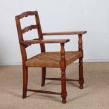 Pair of oak and rope armchairs, French work from the 1940s.