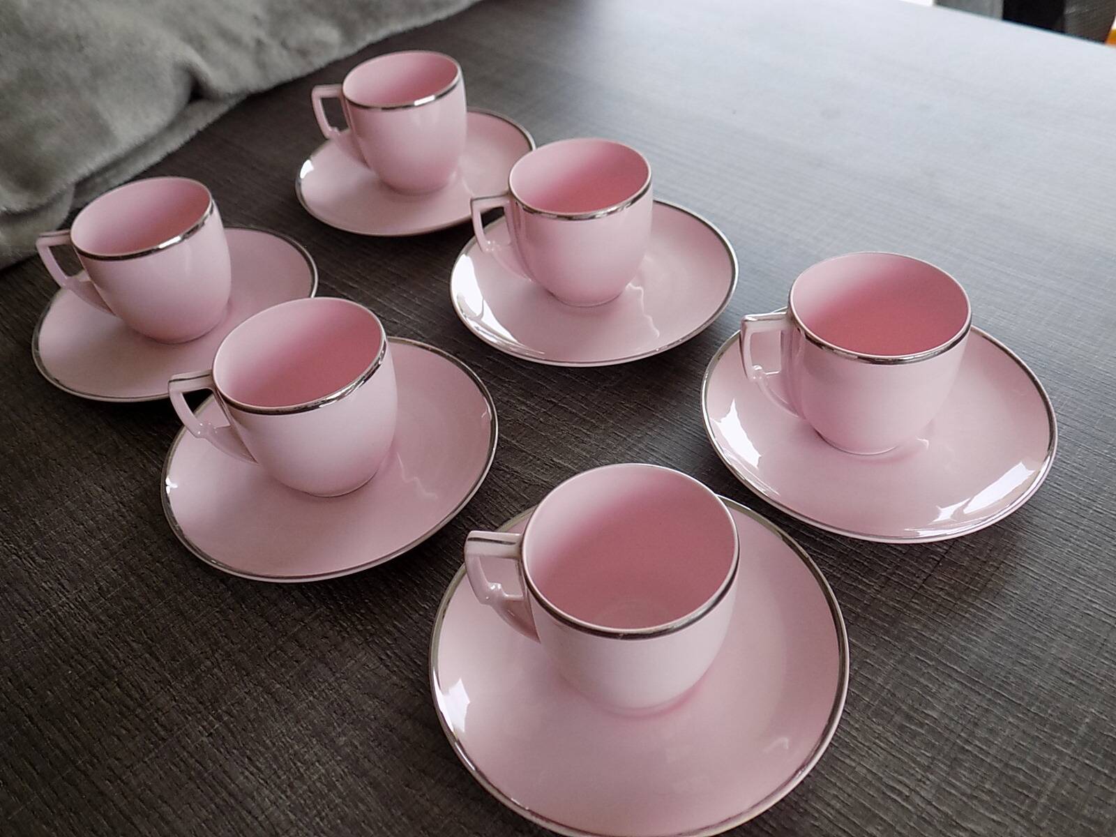 Powder pink cups and saucers
