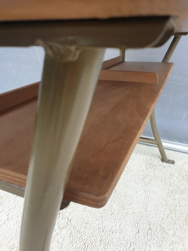 Double desk of schoolboy wood metal vintage curved base