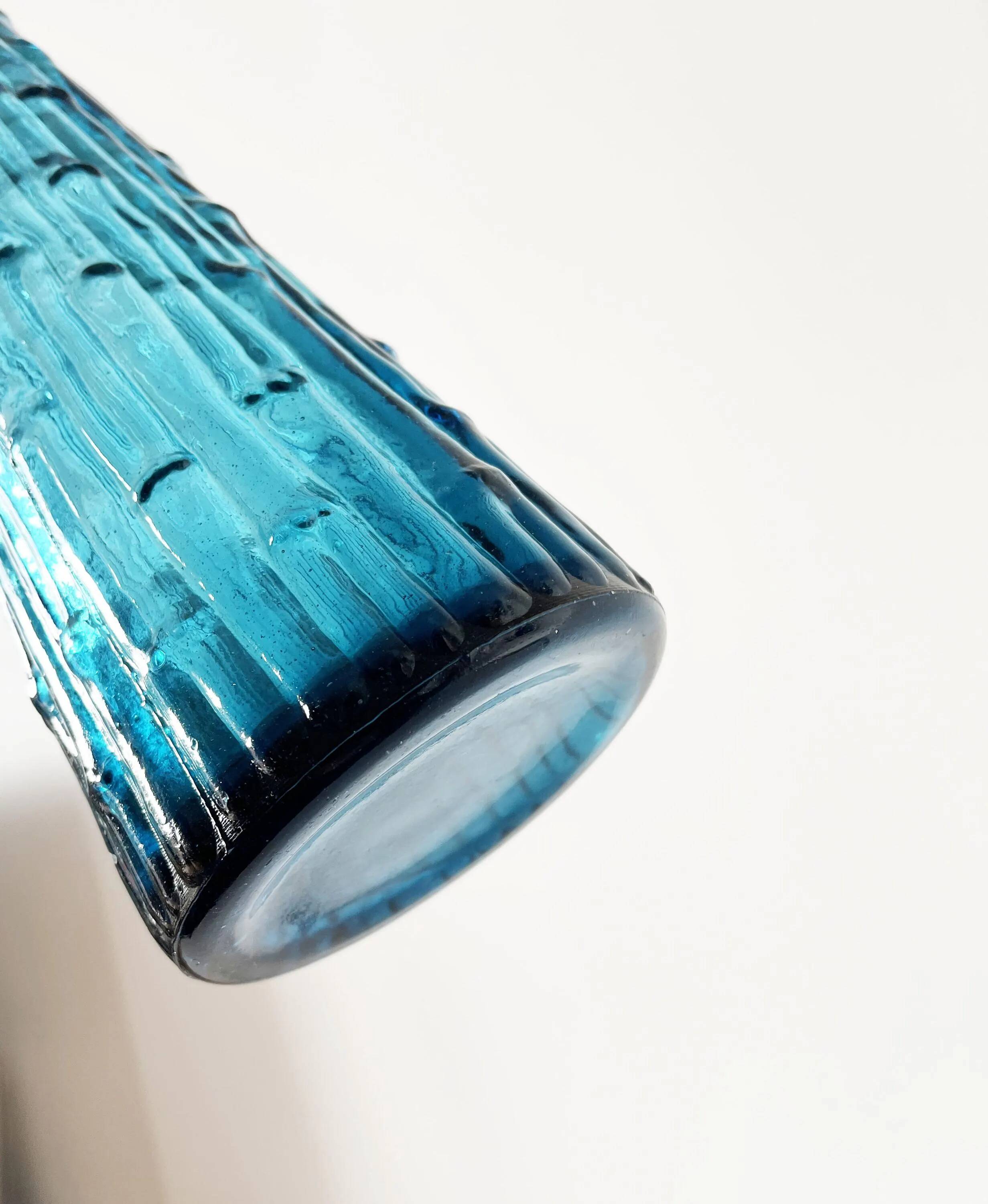 Carafe italienne Empoli en verre bleu, 1960