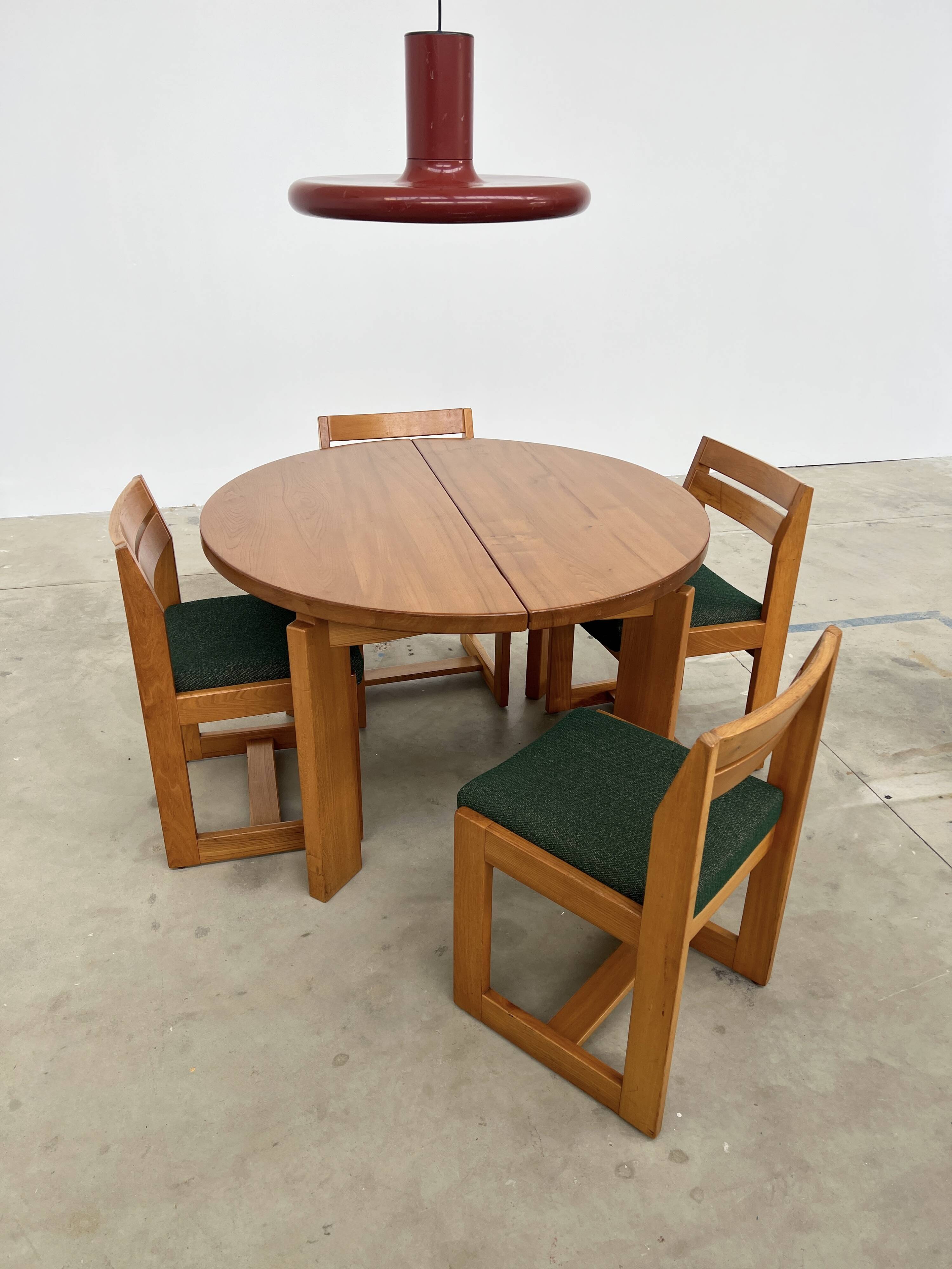 Set of 4 Maison Regain Vintage Chairs – Brutalist Solid Elm