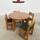 4 brutalist chairs by Maison Regain, vintage in solid elm.