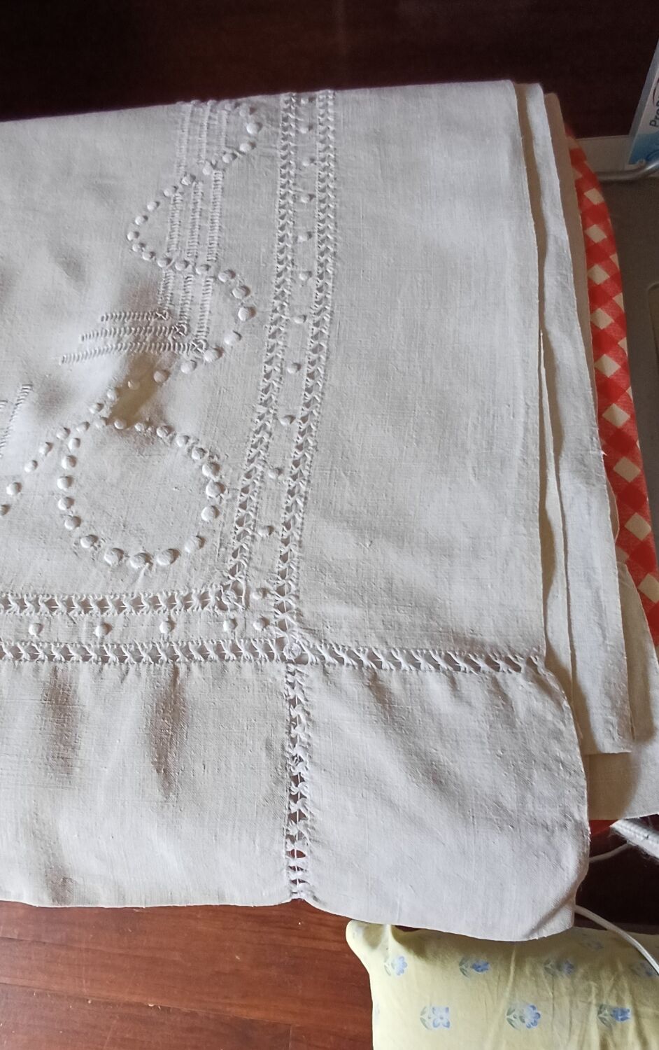 Old large linen and cotton sheet